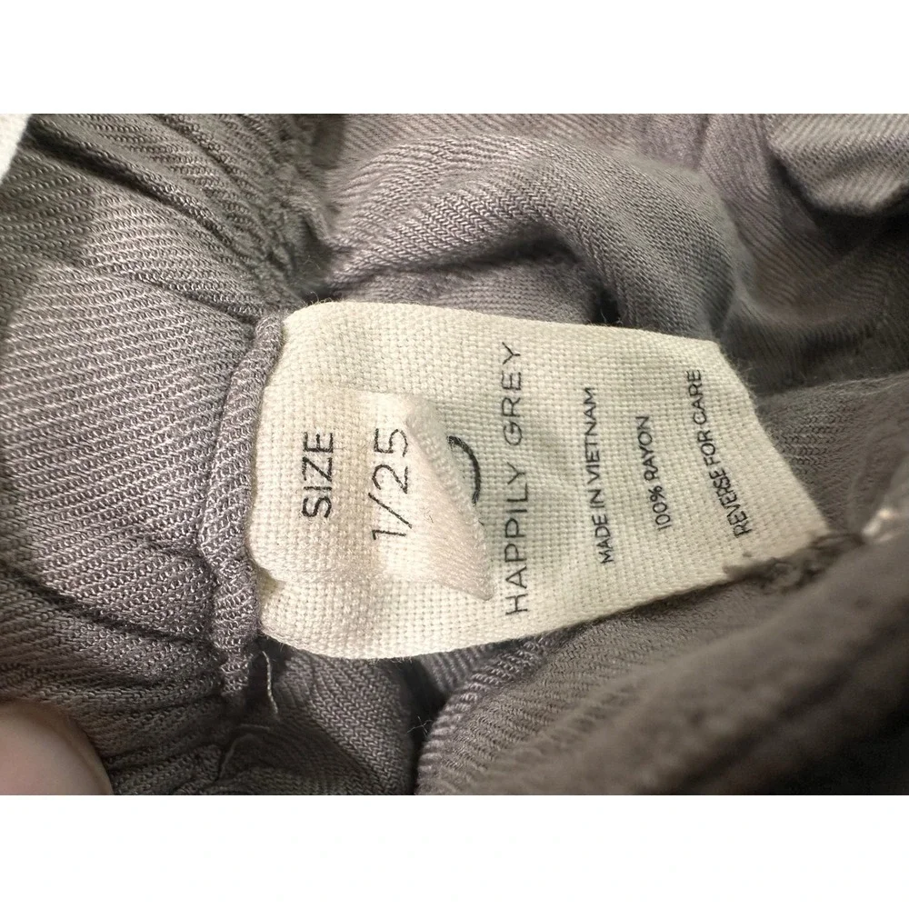 Happily Grey Womens Gray Rayon Wide‎ Leg Cargo Utility Pants Size 1/25 High Rise